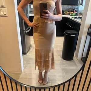 Jonathan Simkhai Tan Fringe Maxi Dress